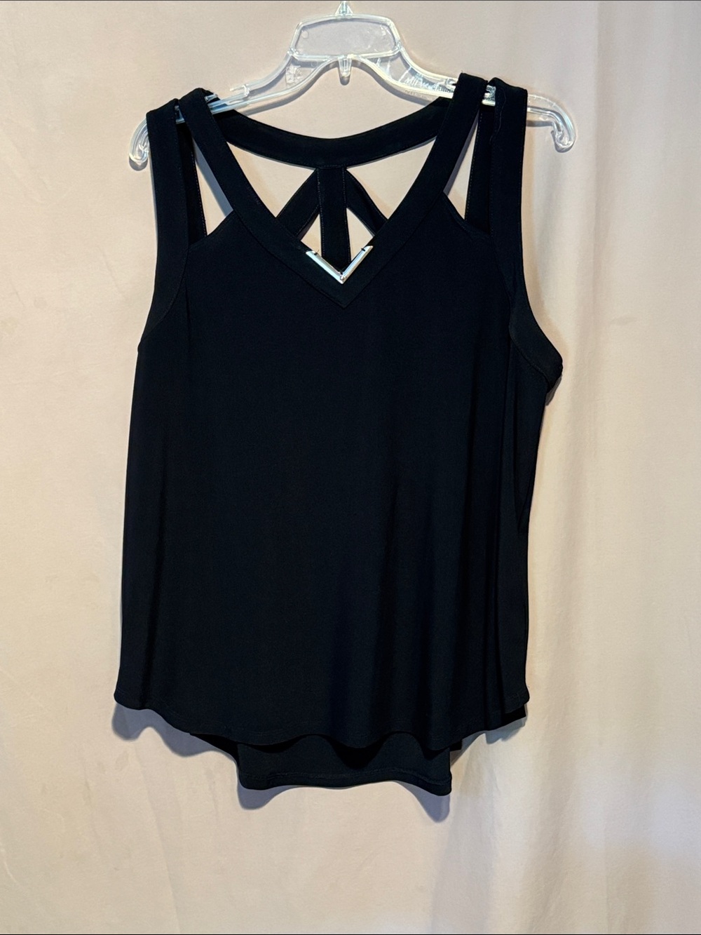 A.U.W. Women's Black Strappy V-Neck Tank Top